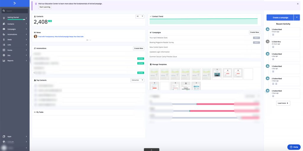 active campaign interface